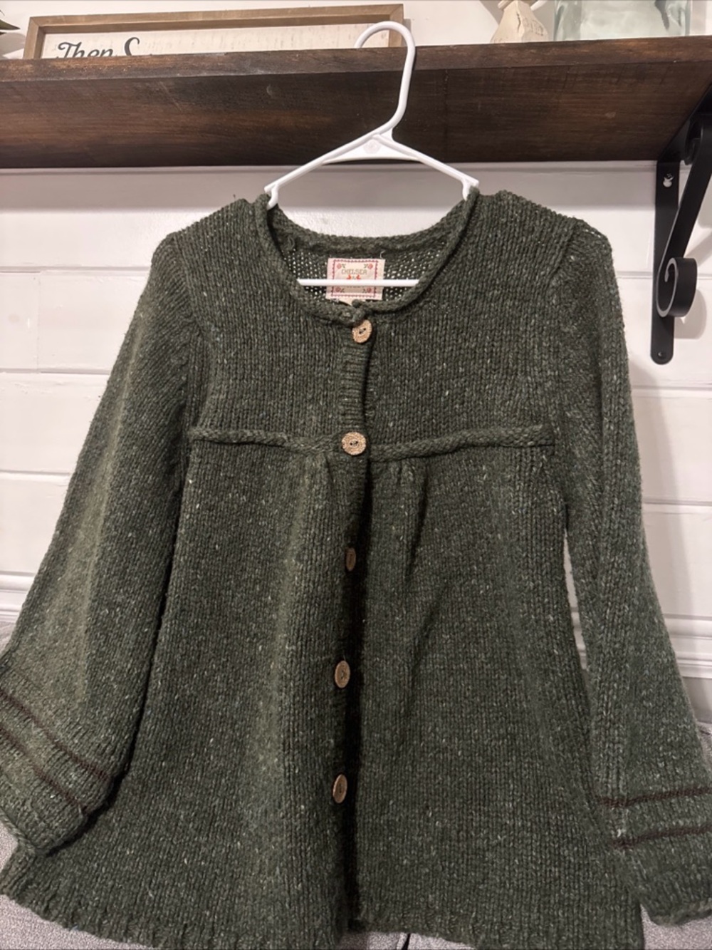 Chelsea & Violet Olive Green Knit Button-Front Cardigan